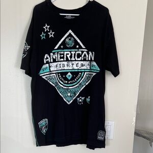American Fighter Black and Teal Tee